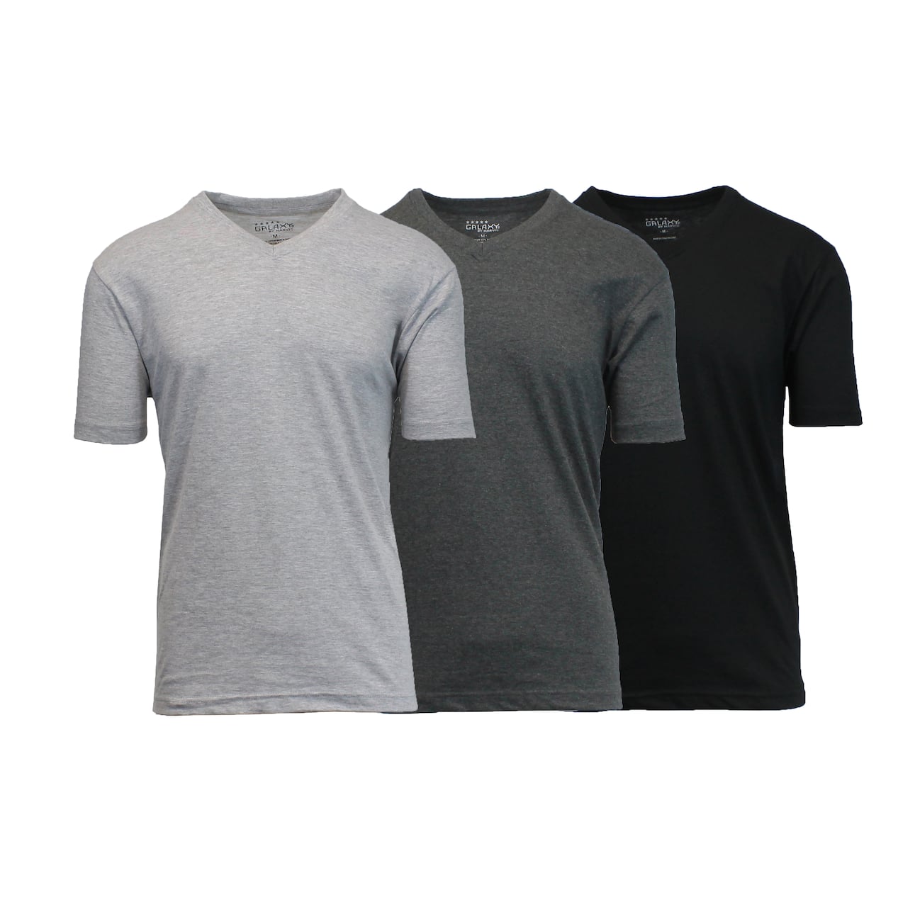 Galaxy by Harvic Men's Short Sleeve V-Neck T-Shirt 3 Pack